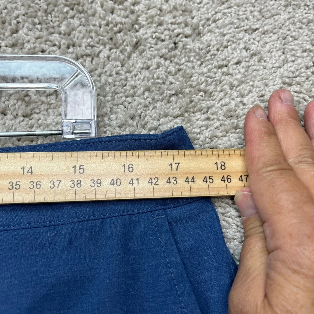 Faherty All Day Shorts Mens 33 Blue Stretch Flat Front Drawstring Hybrid EUC